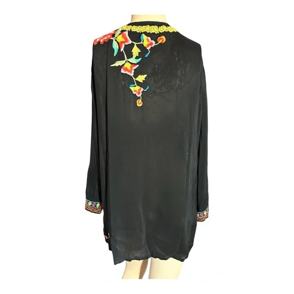 Johnny Was Black Tunic with Floral Embroidery (237)